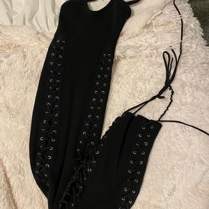 Black lace up dress